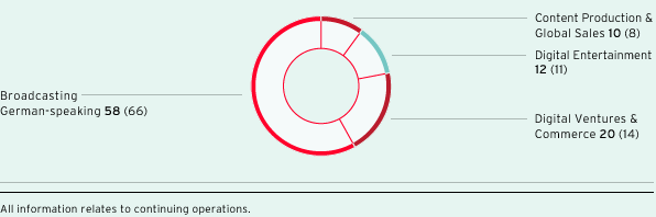 Group revenue share by segment (pie chart)